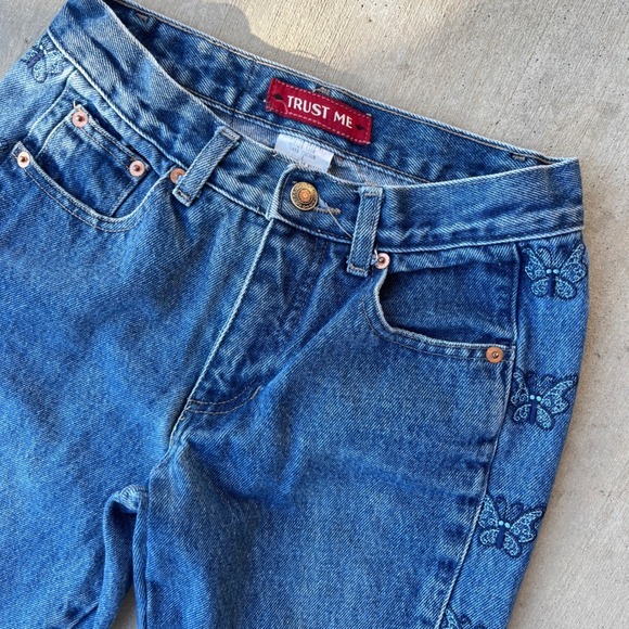 Y2K Low Rise Trust Me Jeans – Butterfly Side Embroidery - Picture 2 of 8